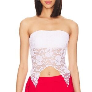 White Lace Strapless Top